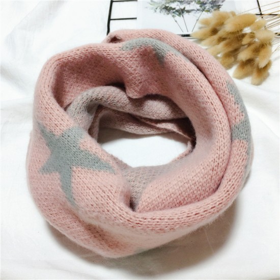 秋冬仿羊絨兒童圍巾 星星圖案兒童圍巾 冬季必備保暖圍巾