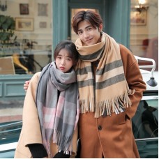 加厚保暖格子圍巾 雙面兩用披肩 秋冬必備仿羊絨圍巾 時尚圍巾