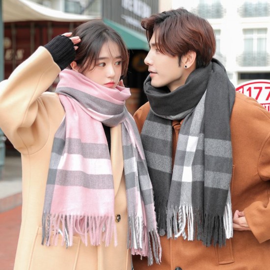 加厚保暖格子圍巾 雙面兩用披肩 秋冬必備仿羊絨圍巾 時尚圍巾
