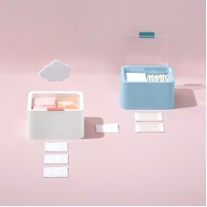 簡約化妝棉收納盒 桌面塑膠棉花棒髮圈收納盒 迷你小物透明蓋收納盒