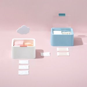 簡約化妝棉收納盒 桌面塑膠棉花棒髮圈收納盒 迷你小物透明蓋收納盒