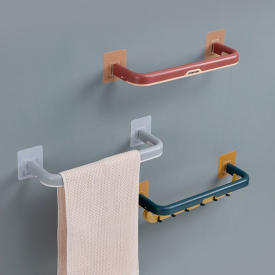 多功能可折疊毛巾架 黏貼式雙桿毛巾架 壁掛式多功能收納架 掛架