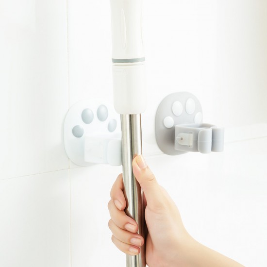 簡約腳掌造型拖把掛夾 創意黏貼式掃具掛架 壁掛式拖把架 收納架