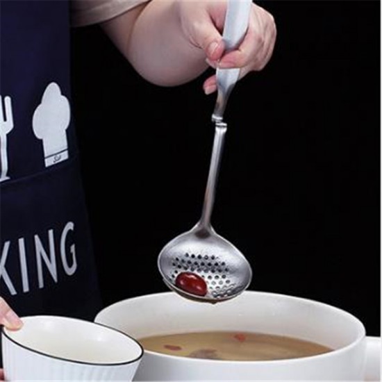 304不鏽鋼可掛式湯匙 一體成型多功能漏勺 廚房不鏽鋼火鍋湯匙