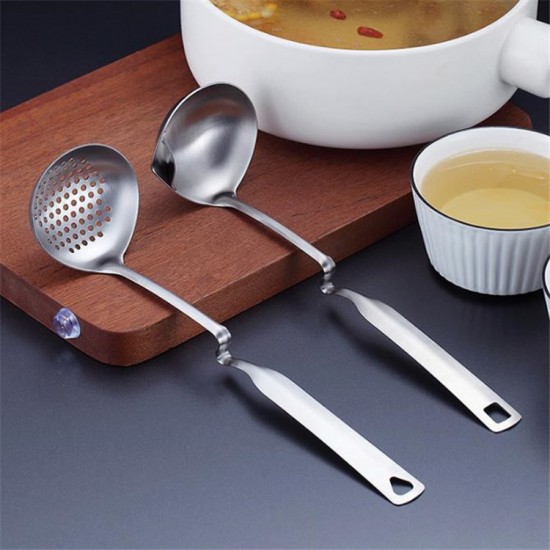 304不鏽鋼可掛式湯匙 一體成型多功能漏勺 廚房不鏽鋼火鍋湯匙