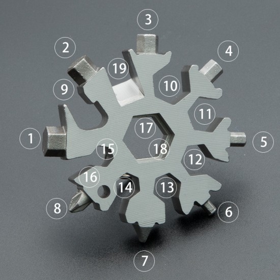 雪花造型多功能扳手 內六角八角扳手工具 方便攜帶19合一雪花扳手