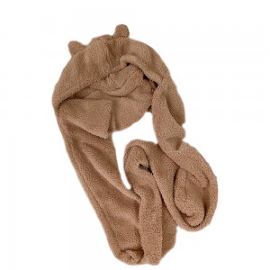 [館長大推]小熊保暖帽子圍巾 冬季保暖頭套 可愛造型小熊耳朵帽子圍巾 可愛小熊保暖帽子圍巾