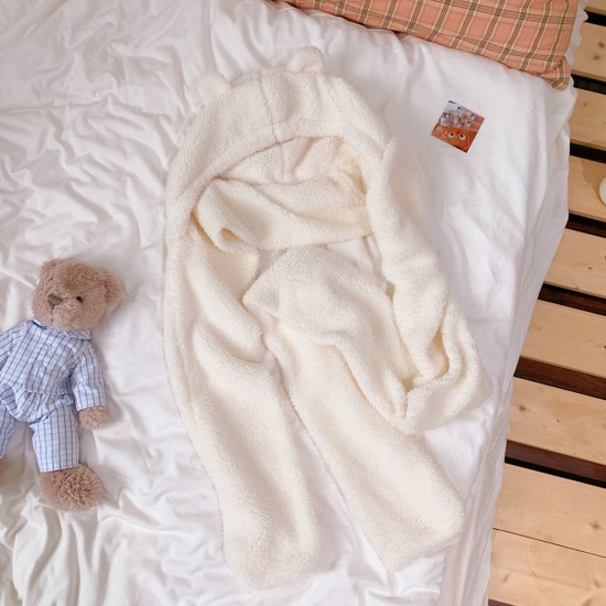 [館長大推]小熊保暖帽子圍巾 冬季保暖頭套 可愛造型小熊耳朵帽子圍巾 可愛小熊保暖帽子圍巾