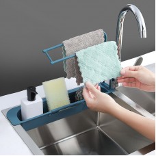洗手台置物瀝水架 水槽可伸縮雙層置物架 多功能抹布海綿收納架