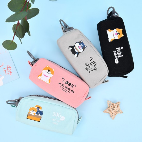 可愛狗狗大容量筆袋 多功能超大拉鍊鉛筆盒 學生必備文具盒 文具收納袋