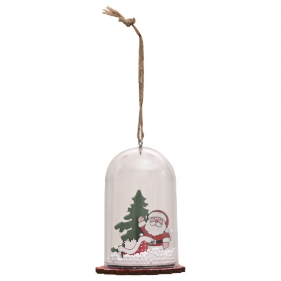 聖誕節木質透明罩吊飾 創意雪花聖誕樹必備掛飾 聖誕老人雪人吊飾