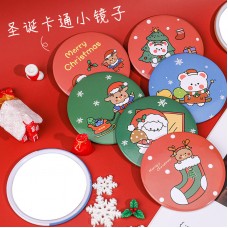 可愛聖誕節小圓鏡 迷你方便攜帶化妝鏡 隨身補妝鏡 小鏡子 聖誕老人麋鹿雪人小熊