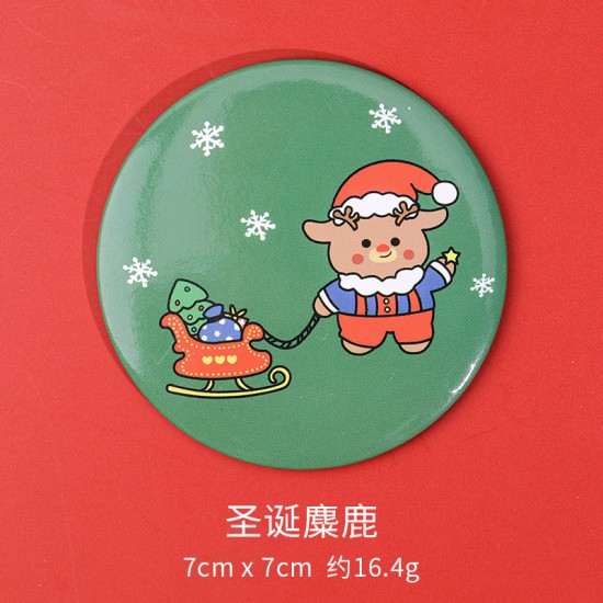 可愛聖誕節小圓鏡 迷你方便攜帶化妝鏡 隨身補妝鏡 小鏡子 聖誕老人麋鹿雪人小熊