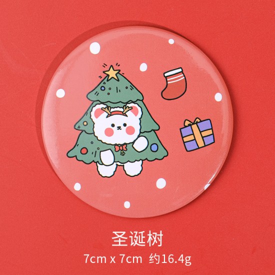 可愛聖誕節小圓鏡 迷你方便攜帶化妝鏡 隨身補妝鏡 小鏡子 聖誕老人麋鹿雪人小熊