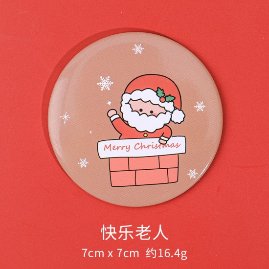 可愛聖誕節小圓鏡 迷你方便攜帶化妝鏡 隨身補妝鏡 小鏡子 聖誕老人麋鹿雪人小熊