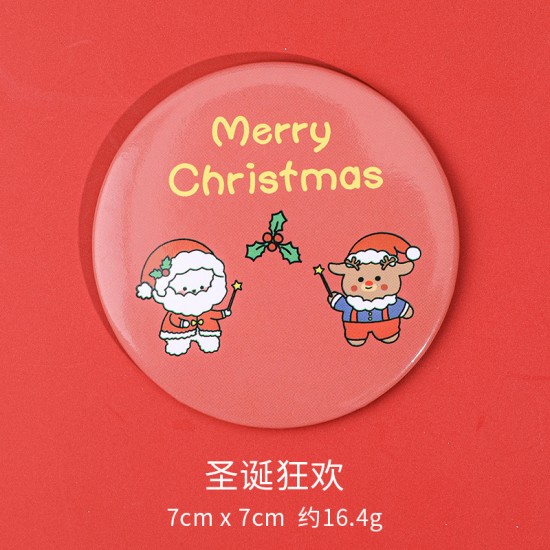 可愛聖誕節小圓鏡 迷你方便攜帶化妝鏡 隨身補妝鏡 小鏡子 聖誕老人麋鹿雪人小熊
