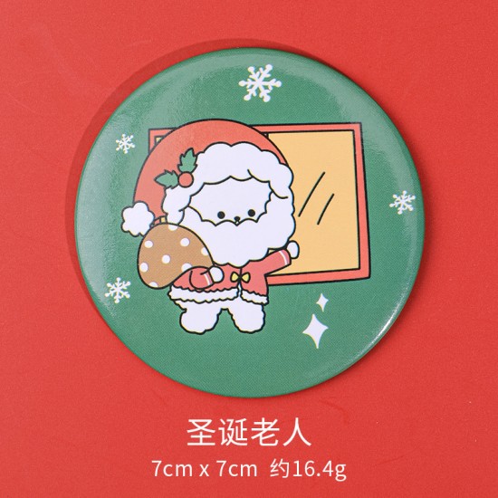 可愛聖誕節小圓鏡 迷你方便攜帶化妝鏡 隨身補妝鏡 小鏡子 聖誕老人麋鹿雪人小熊