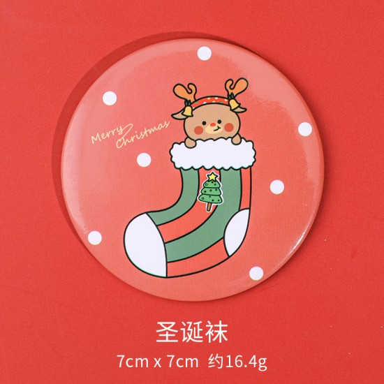 可愛聖誕節小圓鏡 迷你方便攜帶化妝鏡 隨身補妝鏡 小鏡子 聖誕老人麋鹿雪人小熊