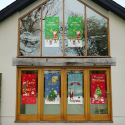 聖誕長條彩色掛布 創意聖誕節必備長條彩色櫥窗裝飾 聖誕牆面裝飾