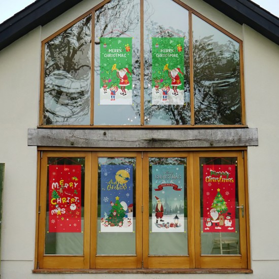 聖誕長條彩色掛布 創意聖誕節必備長條彩色櫥窗裝飾 聖誕牆面裝飾