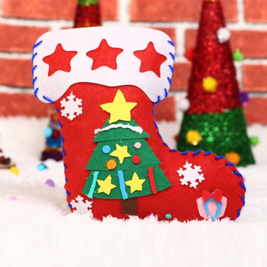 DIY可愛聖誕襪 不織布手工材料包 聖誕節裝飾