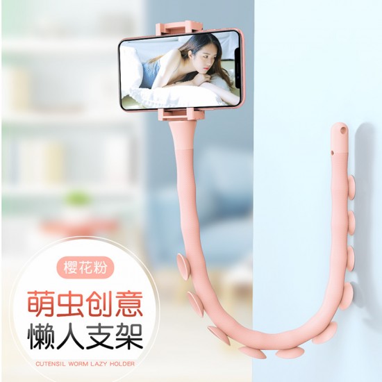 毛毛蟲手機吸盤支架 可愛造型手機支架 多功能懶人支架 簡約小巧手機架