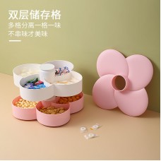 雙層旋轉糖果盒 創意多格水果果乾收納盒 春節必備繽紛糖果盒