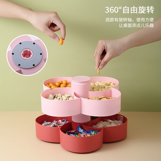 雙層旋轉糖果盒 創意多格水果果乾收納盒 春節必備繽紛糖果盒