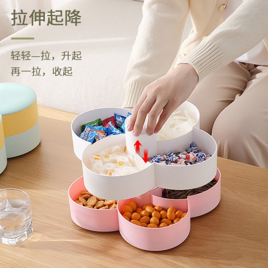 雙層旋轉糖果盒 創意多格水果果乾收納盒 春節必備繽紛糖果盒