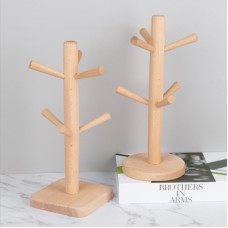 簡約木質可拆式瀝水杯架 創意櫸木廚房多功能收納掛架 瀝水架