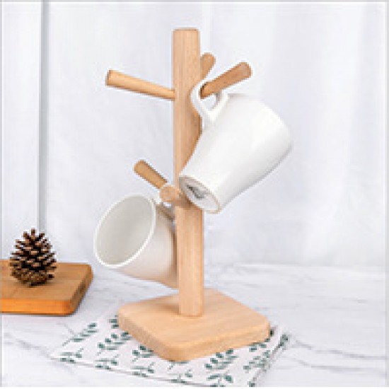 簡約木質可拆式瀝水杯架 創意櫸木廚房多功能收納掛架 瀝水架