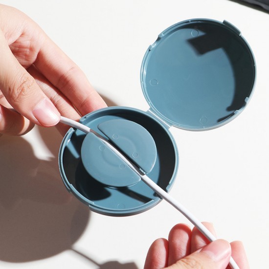 圓形可旋轉充電線整理盒 創意耳機繞線器 充電線保護套收納盒