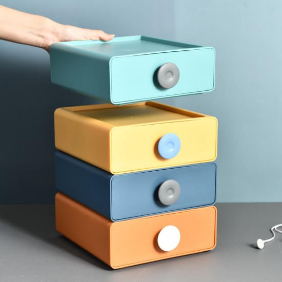 多功能桌面圓把抽屜收納盒 辦公桌必備大容量收納神器 多用途文具收納抽屜