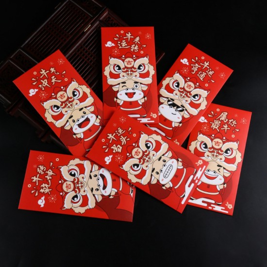 創意紅包袋 新年必備紅包袋 壓歲錢紅包袋 可愛牛牛圖案紅包袋 12個裝