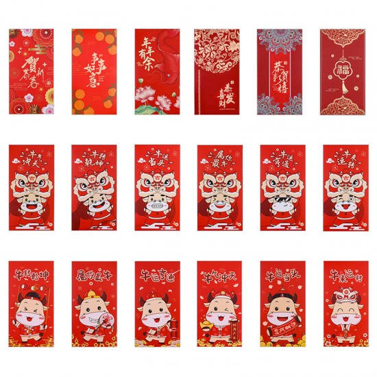 創意紅包袋 新年必備紅包袋 壓歲錢紅包袋 可愛牛牛圖案紅包袋 12個裝