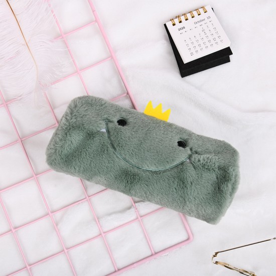 可愛恐龍毛絨筆袋 大容量超萌文具收納袋 毛絨鉛筆盒 化妝品收納袋