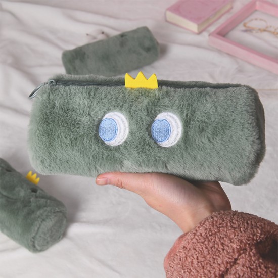 可愛恐龍毛絨筆袋 大容量超萌文具收納袋 毛絨鉛筆盒 化妝品收納袋