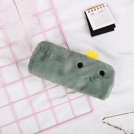 可愛恐龍毛絨筆袋 大容量超萌文具收納袋 毛絨鉛筆盒 化妝品收納袋