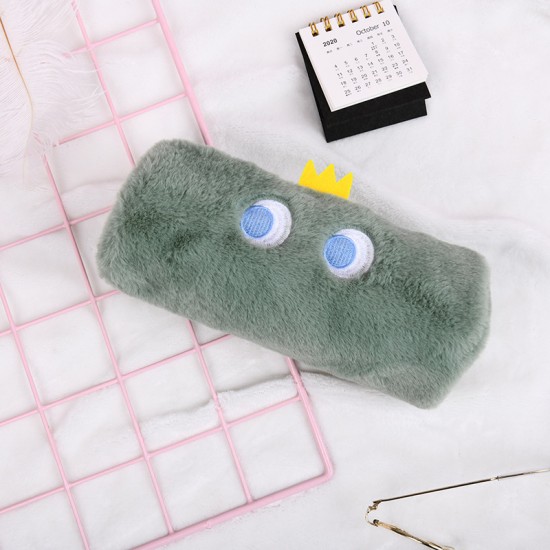 可愛恐龍毛絨筆袋 大容量超萌文具收納袋 毛絨鉛筆盒 化妝品收納袋