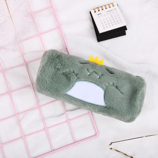 可愛恐龍毛絨筆袋 大容量超萌文具收納袋 毛絨鉛筆盒 化妝品收納袋