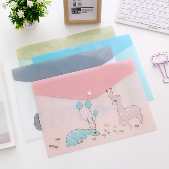 可愛半透明A4文件袋 橫向PVC資料袋 辦公學生必備收納袋