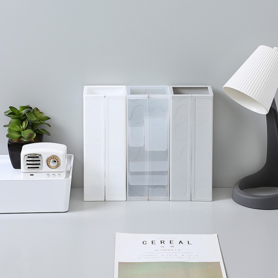 折疊站立式文具盒 桌面多功能開盒塑膠筆筒 磁吸式桌面收納盒 化妝盒