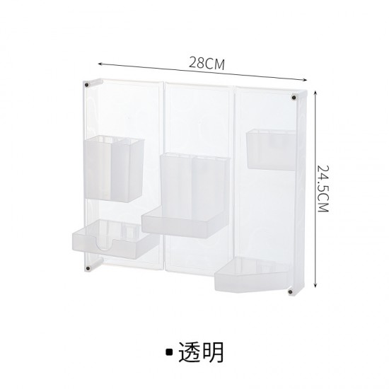 折疊站立式文具盒 桌面多功能開盒塑膠筆筒 磁吸式桌面收納盒 化妝盒