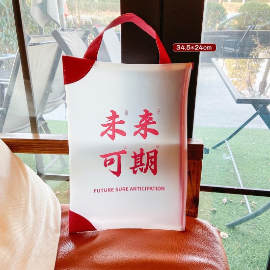 創意文字磨砂文件袋 學生必備考試卷收納包 A4手提文件袋