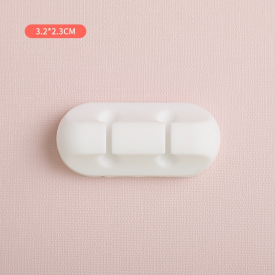 簡約風白色充電線固定器 多用途電線固定夾 黏貼式理線器 7孔固定器