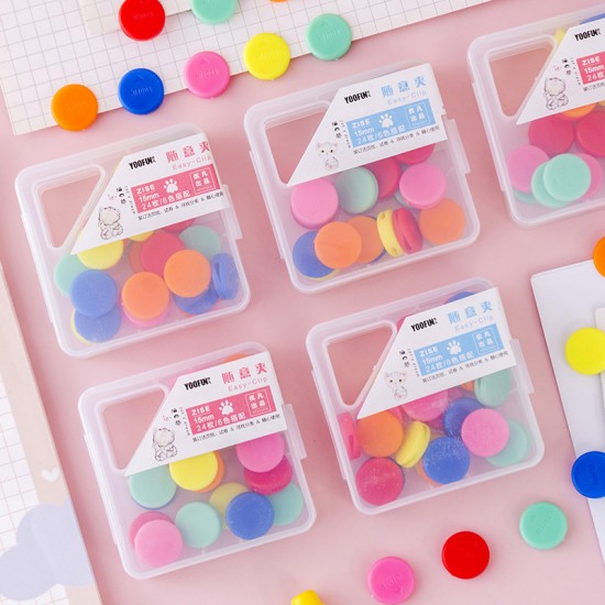 糖果色隨意夾 文件分類書夾 多功能裝釘票夾 小清新可愛書夾 24個裝