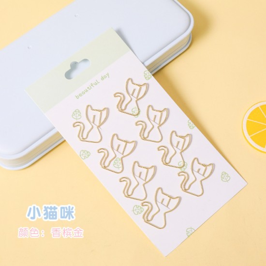 可愛造型金屬迴紋針 辦公學生必備創意造型迴紋針 資料夾書籤 8個裝