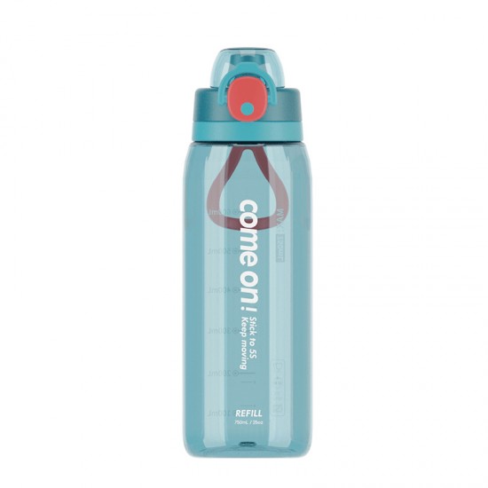 大容量彈蓋冷水壺 750ml運動水杯 塑膠刻度學生水壺 吸管水杯