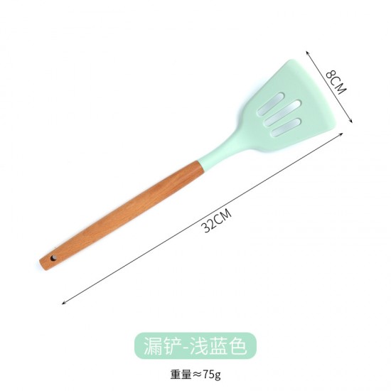 木柄矽膠廚具12件組 廚房必備不沾鍋專用矽膠廚房用具 耐高溫廚具組合