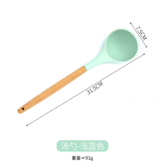 木柄矽膠廚具12件組 廚房必備不沾鍋專用矽膠廚房用具 耐高溫廚具組合